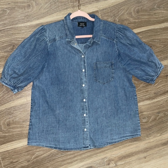 Vici Tops - Vici chambray pearl snap top